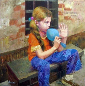  Daeni Oil Painting - Pino Daeni Blowing Balloons